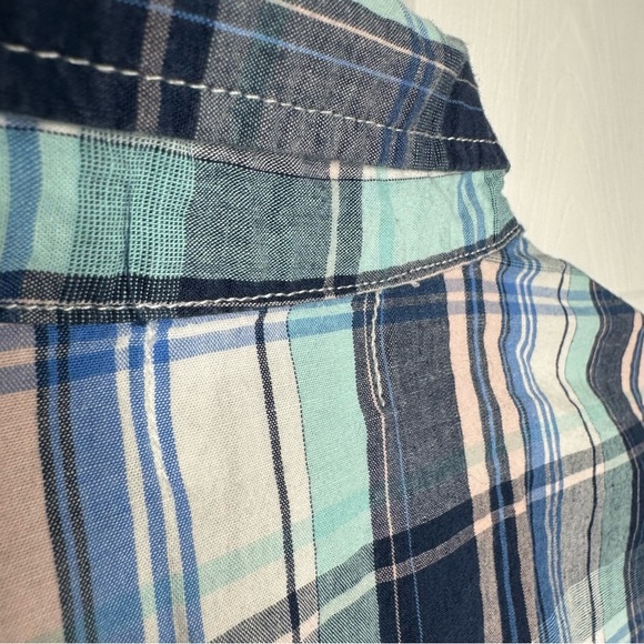 Old Navy Button-Up Shirt Plaid Blue and, Green, & Pink Size Extra Large - Picture 15 of 16